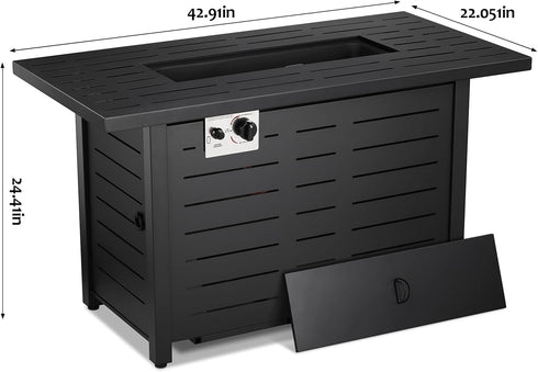 ZAFRO 43Inch 2-in-1 Fire Pit Table & Firepit - Adjustable Flame Height, 50,000 BTU Smokeless & Windproof Design